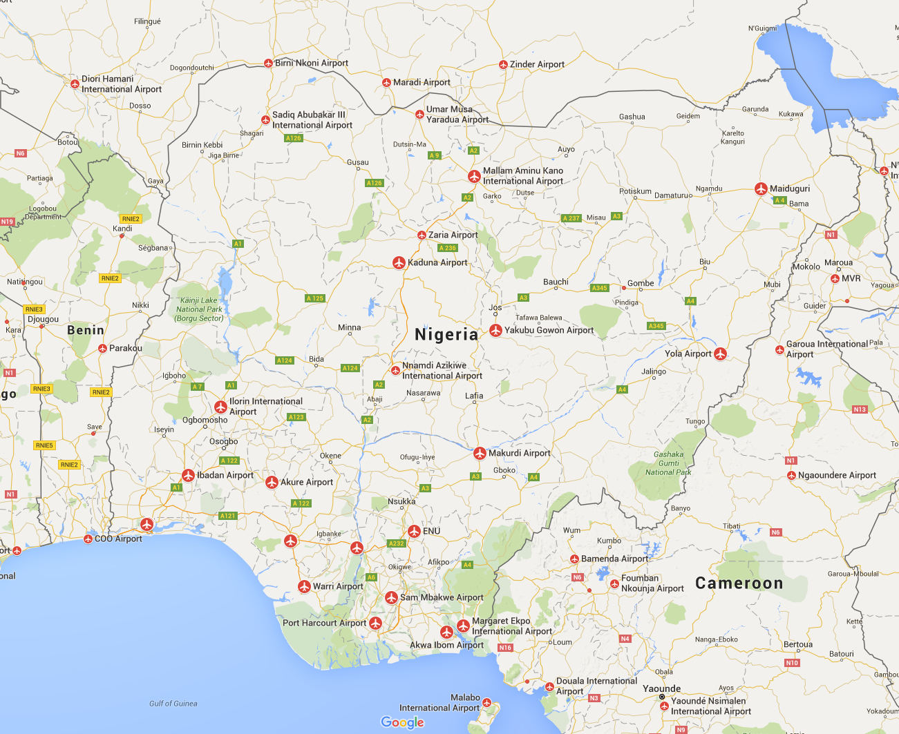 NIGERIA AIRPORTS MAP